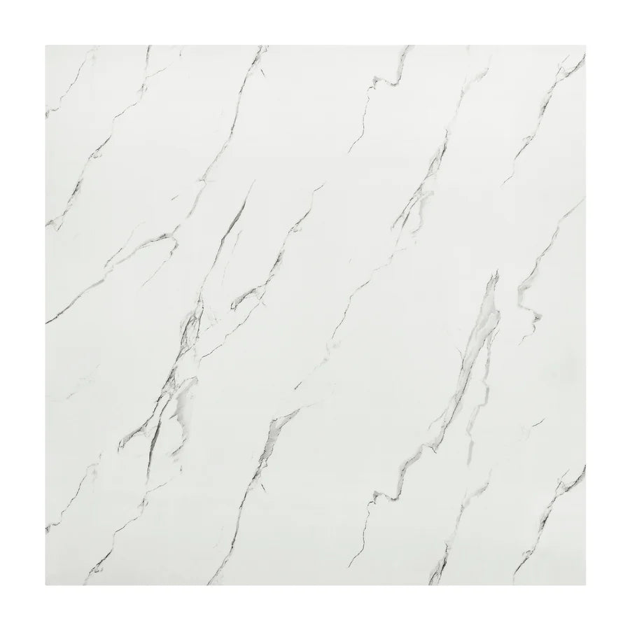 White marble tile with gray veins on a white background