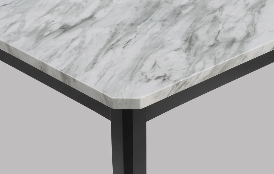 Pascal Dining Set with Faux Marble Table, Upholstered Chairs & Bench | Modern Glam Dining Collection