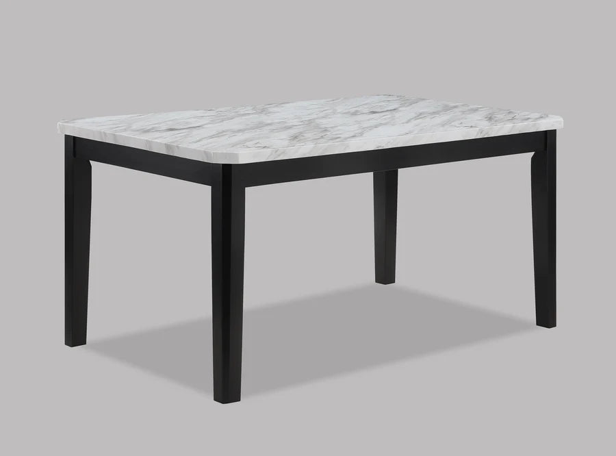 Pascal Dining Set with Faux Marble Table, Upholstered Chairs & Bench | Modern Glam Dining Collection