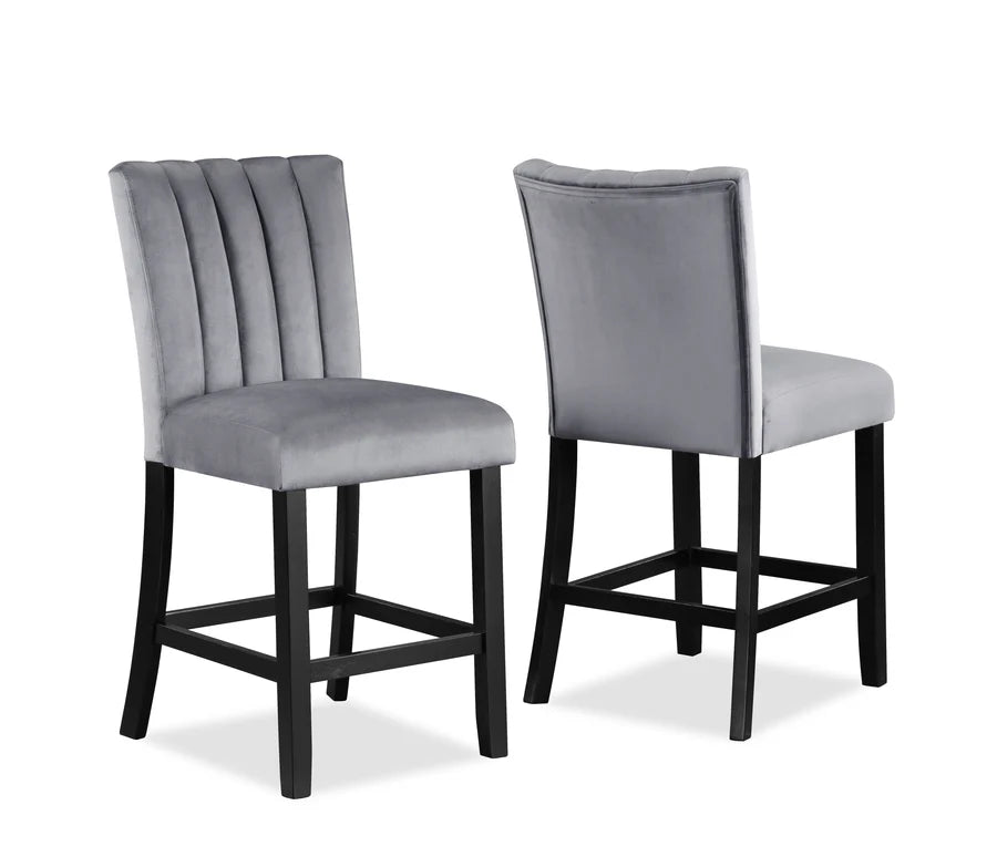 Pascal Counter Height Dining Set with Faux Marble Tabletop & Velvet Chairs | Modern Glam Dining Collection