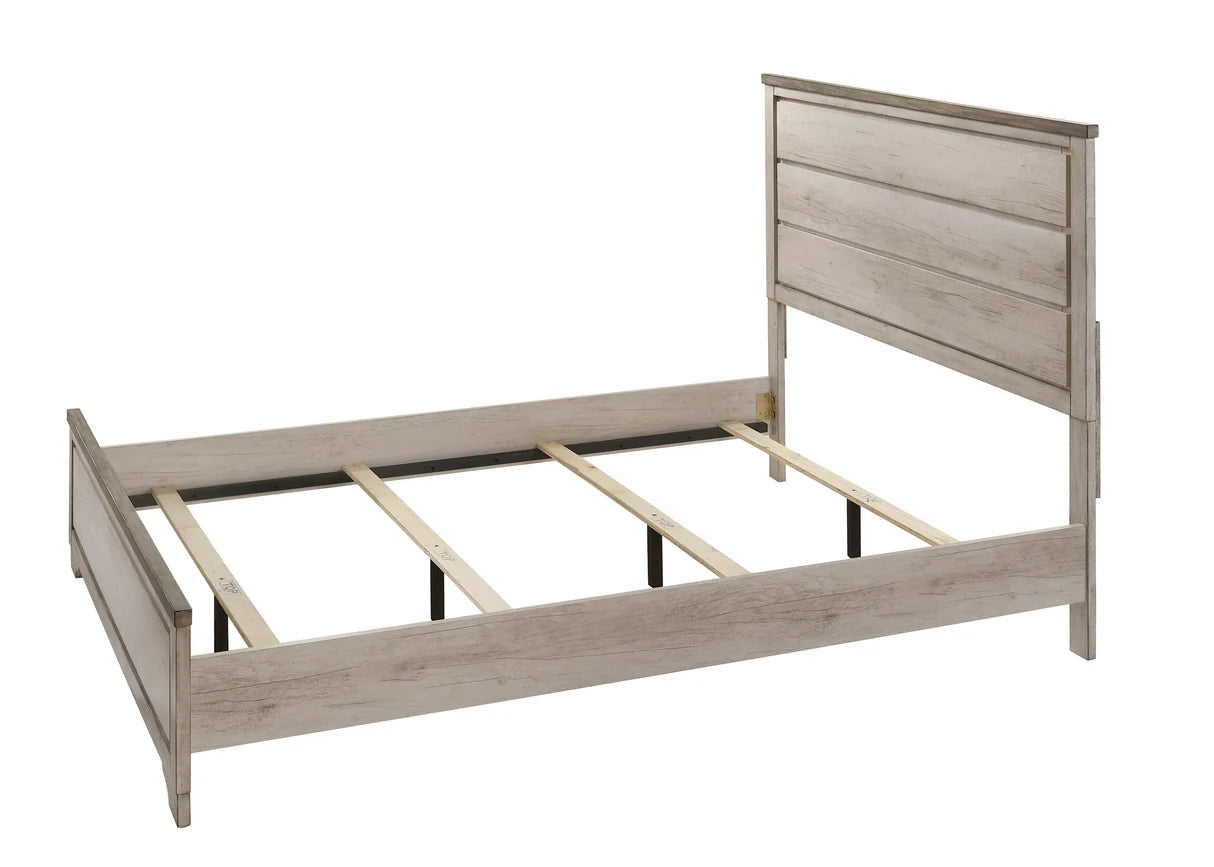 Patterson Panel Bed - Weathered White Finish