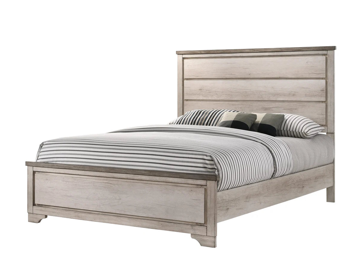 Patterson Panel Bed - Weathered White Finish