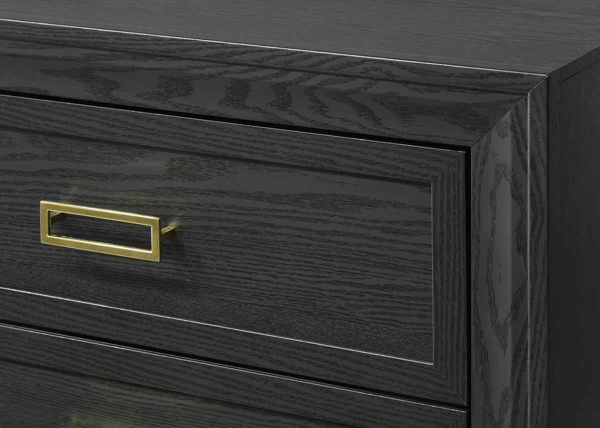 Pepe Black Tufted Bedroom Set with Gold Accents