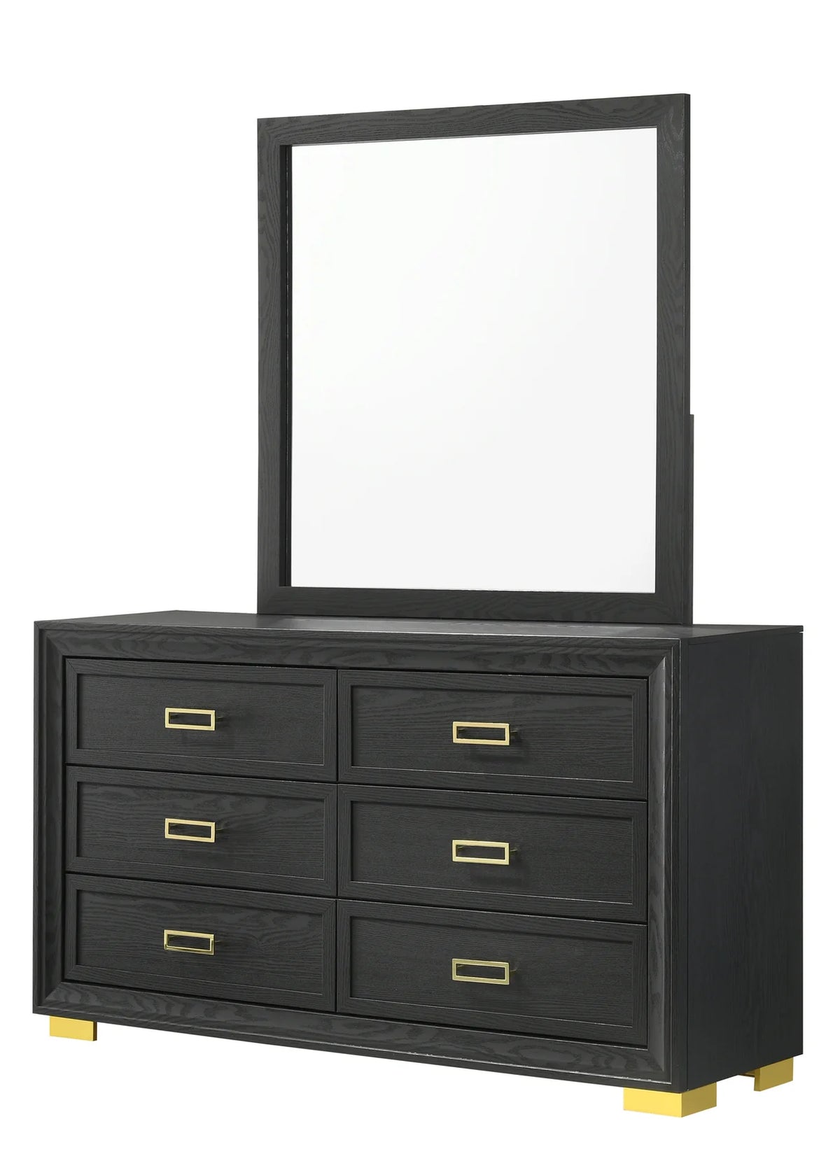 Pepe Black Tufted Bedroom Set with Gold Accents