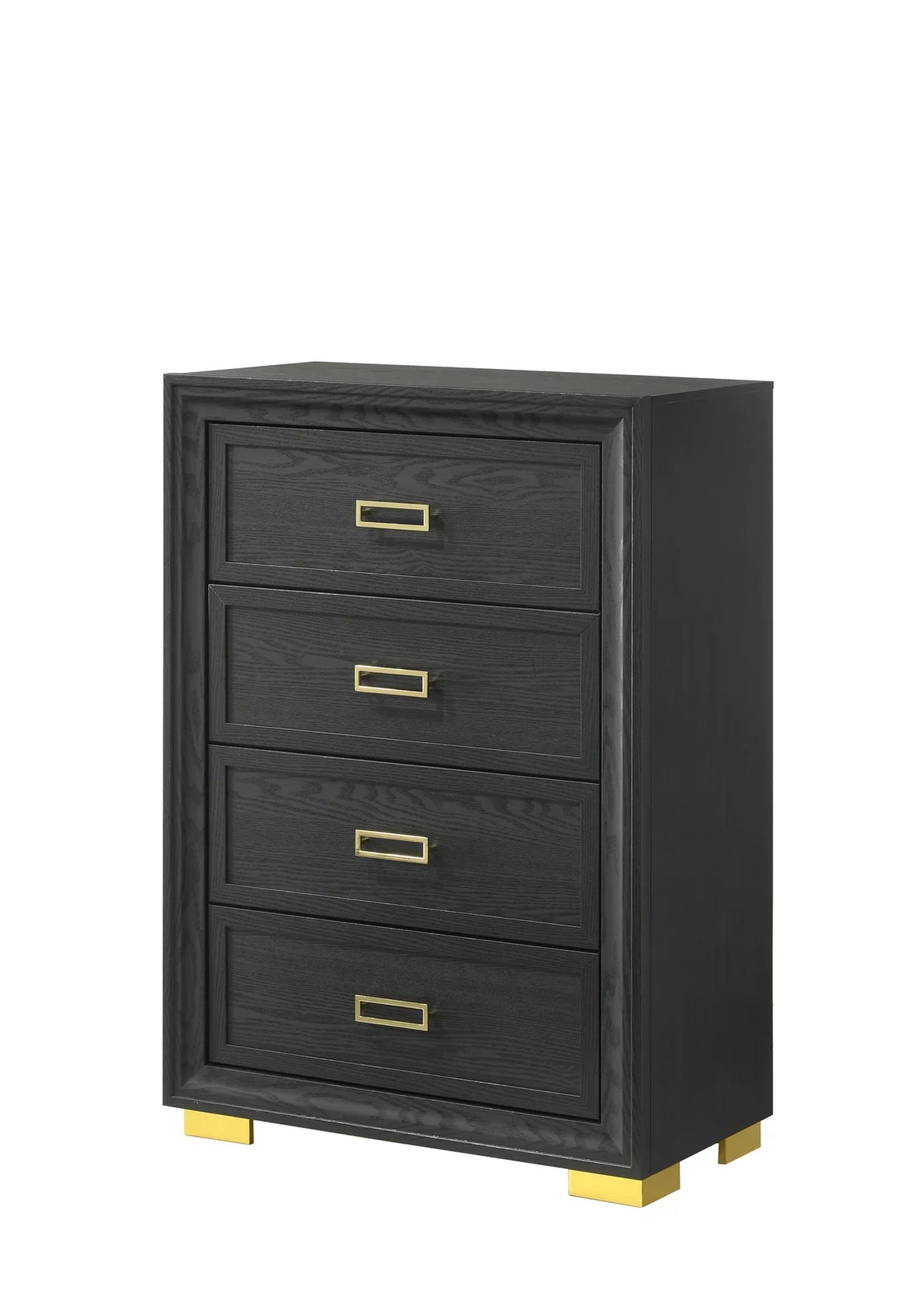 Pepe Black Tufted Bedroom Set with Gold Accents