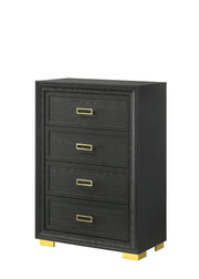 Pepe Black Chest of Drawers with Gold-Tone Hardware