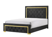 Pepe Upholstered Tufted Bed with Gold-Trimmed Frame
