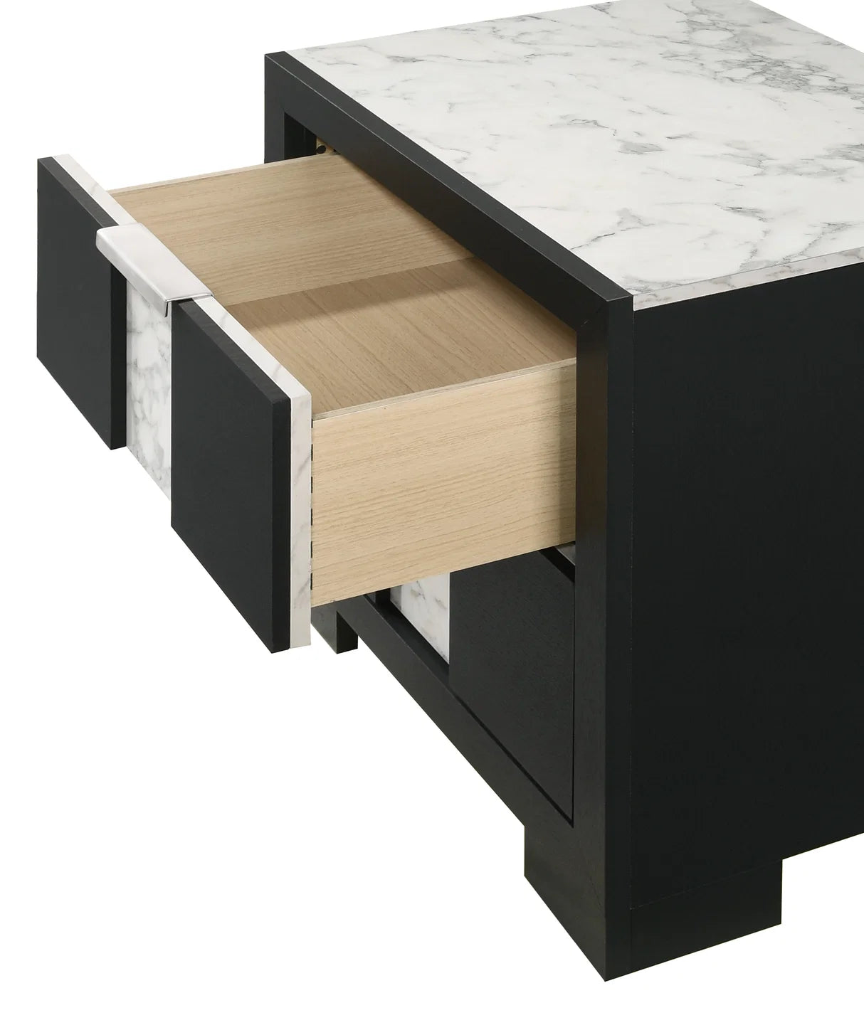 Rangley Black LED Bedroom Set with Marble-Look Accents