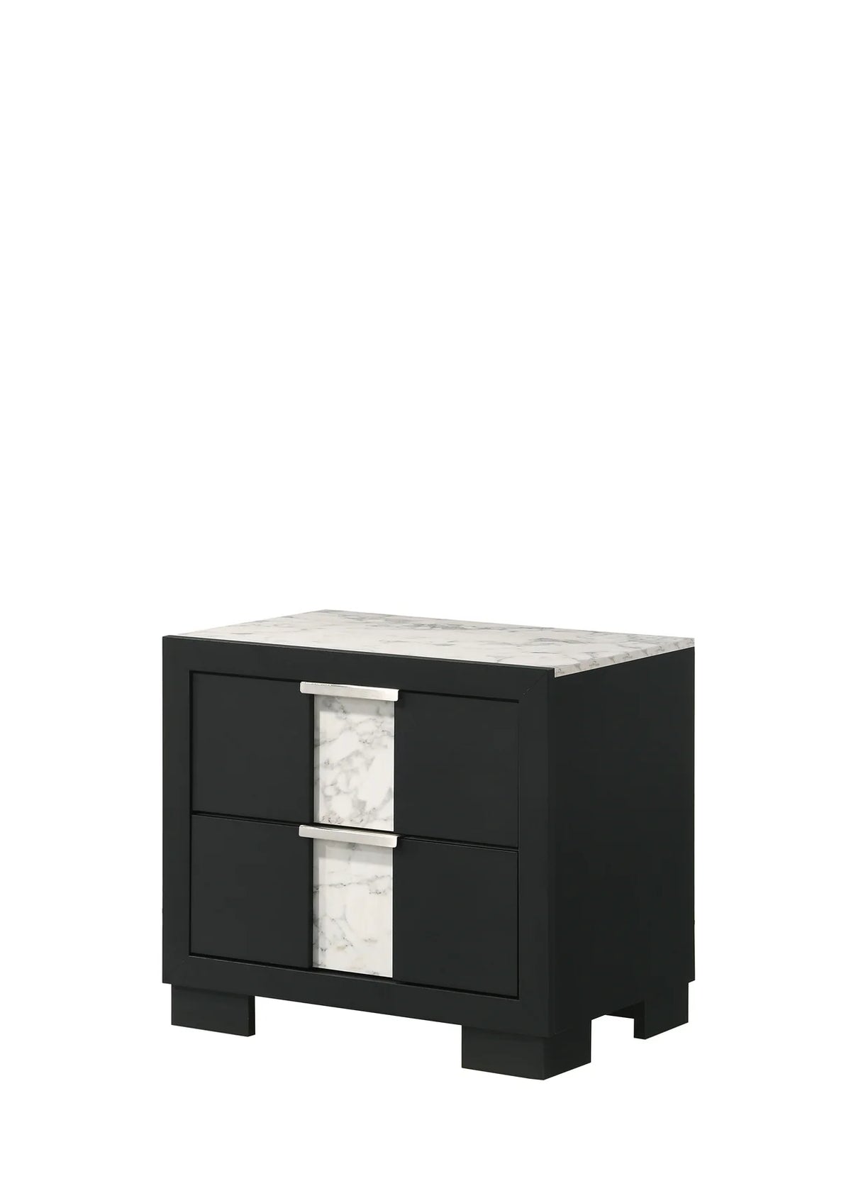 Rangley Black LED Bedroom Set with Marble-Look Accents