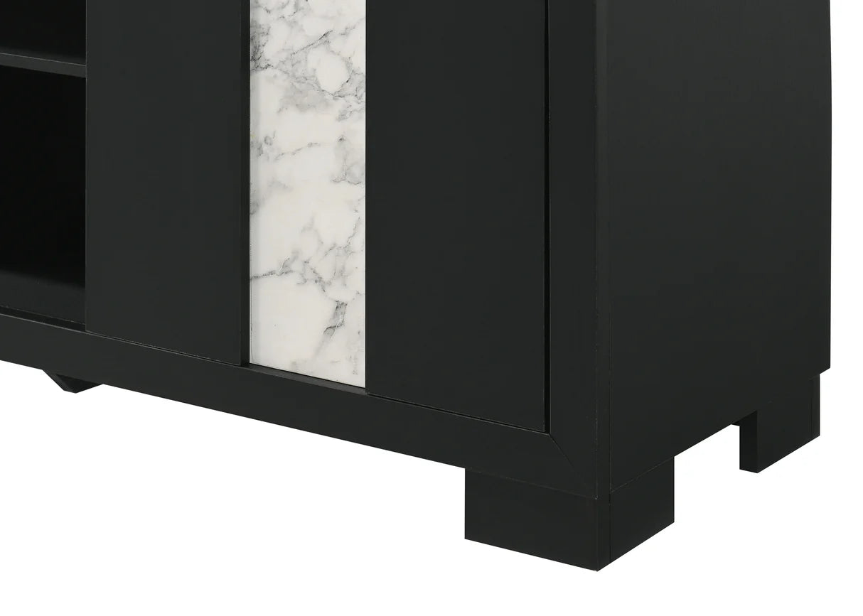 Rangley Black LED Bedroom Set with Marble-Look Accents