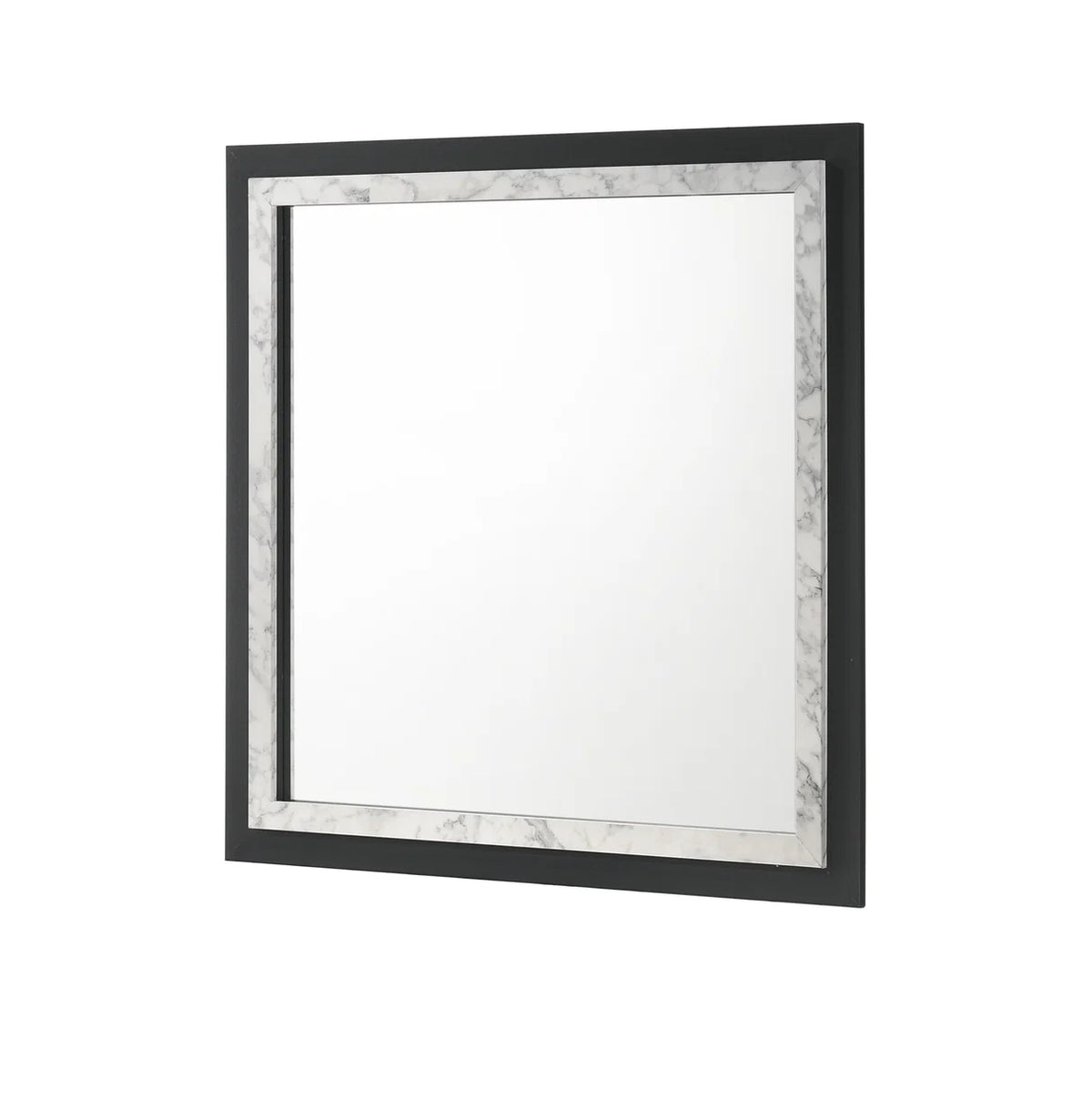 Rangley Black LED Bedroom Set with Marble-Look Accents