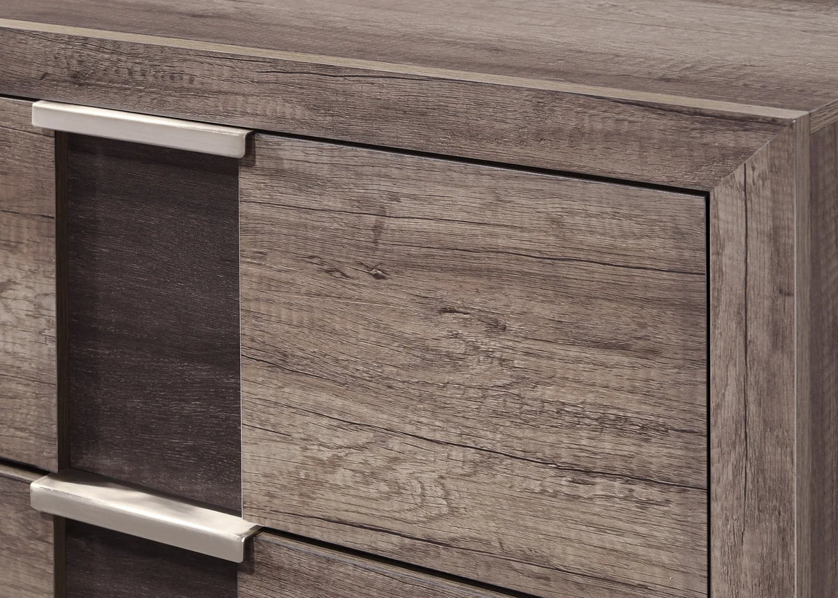 Rangley Grey Nightstand with Open Shelf Detail