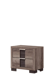 Rangley Grey Nightstand with Open Shelf Detail