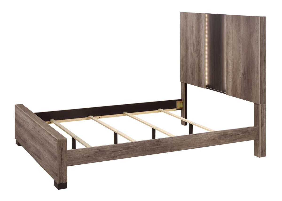 Rangley Grey-Brown Panel Bed with Tall Headboard