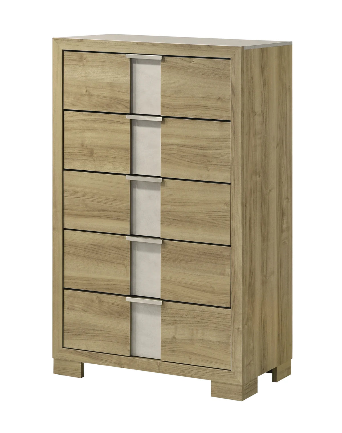 Rangley Light Oak Bedroom Set with LED Headboard