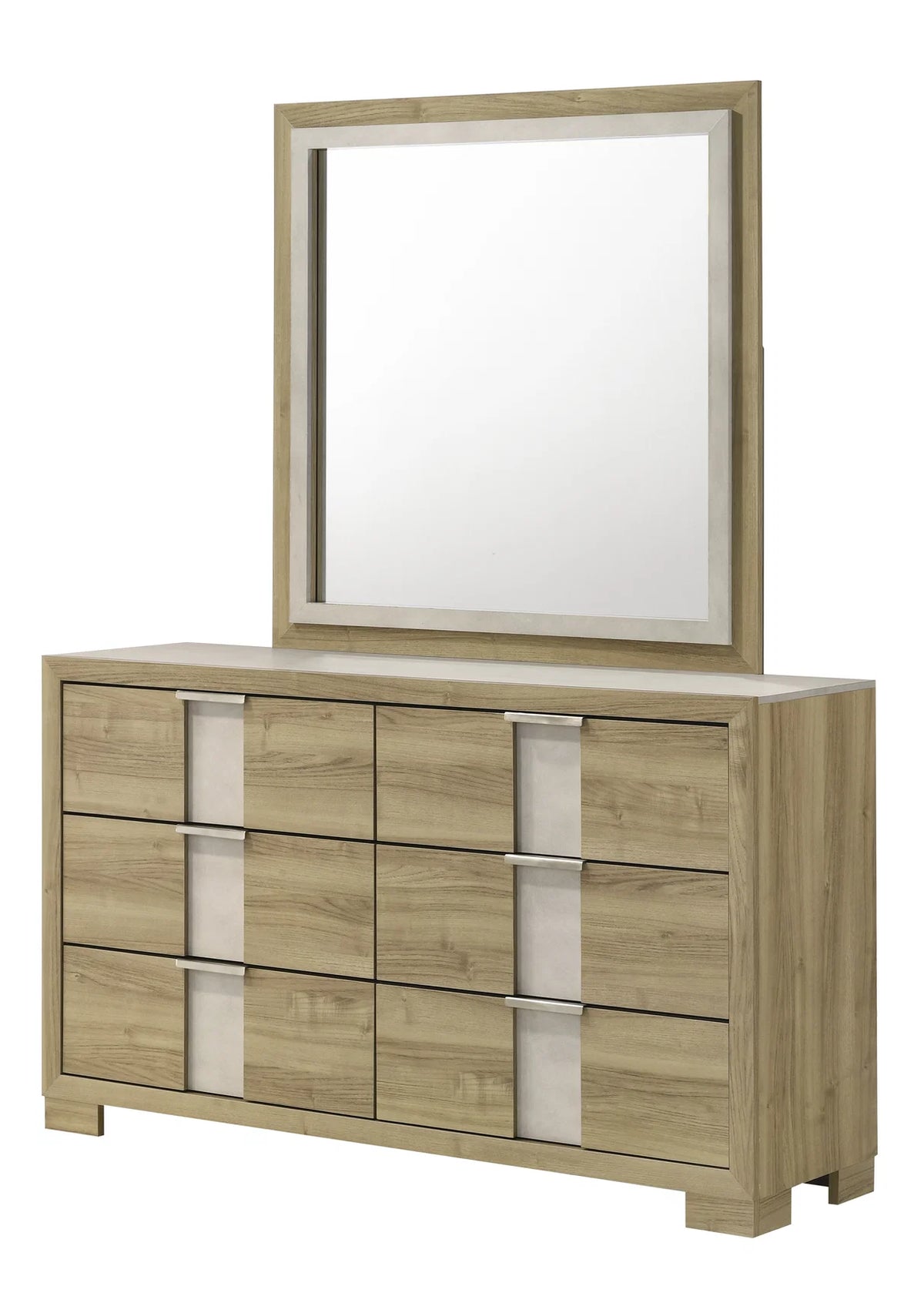 Rangley Light Oak Bedroom Set with LED Headboard