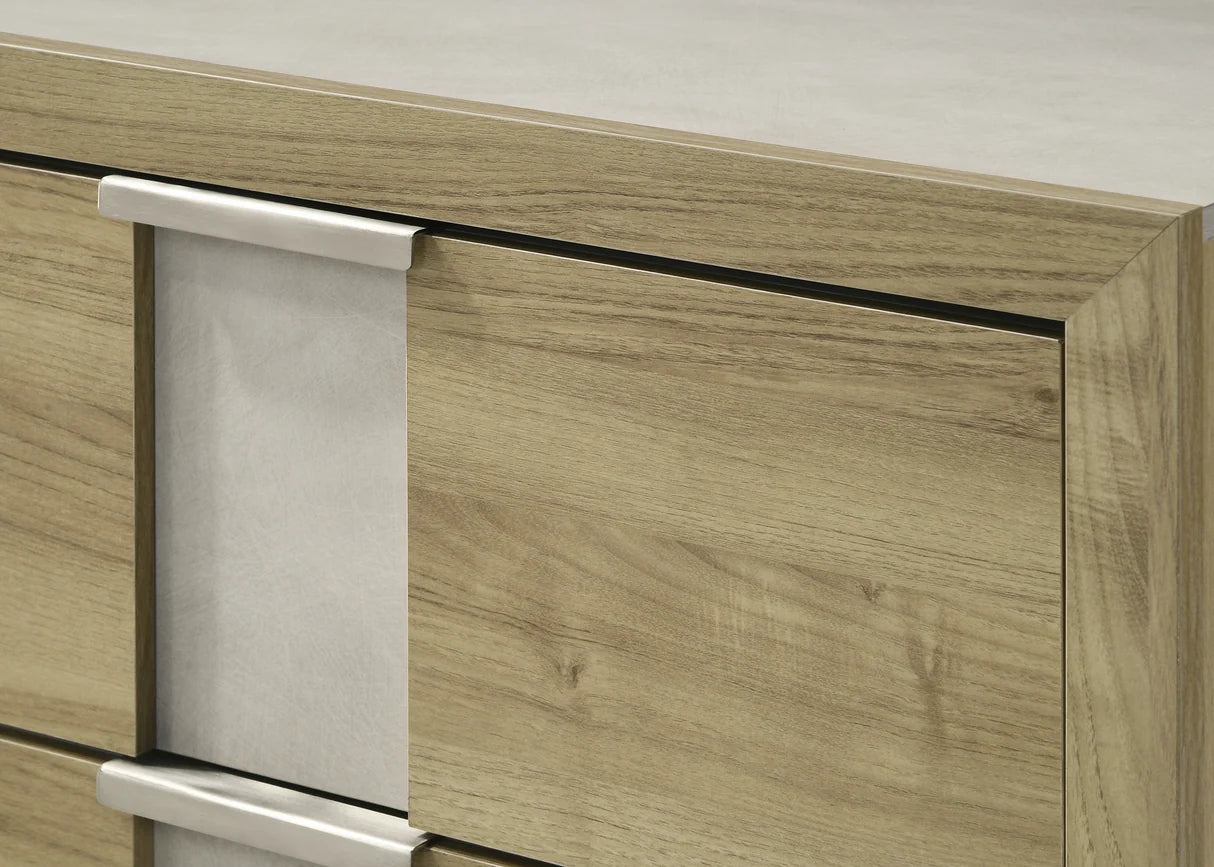 Rangley Light Oak Bedroom Set with LED Headboard