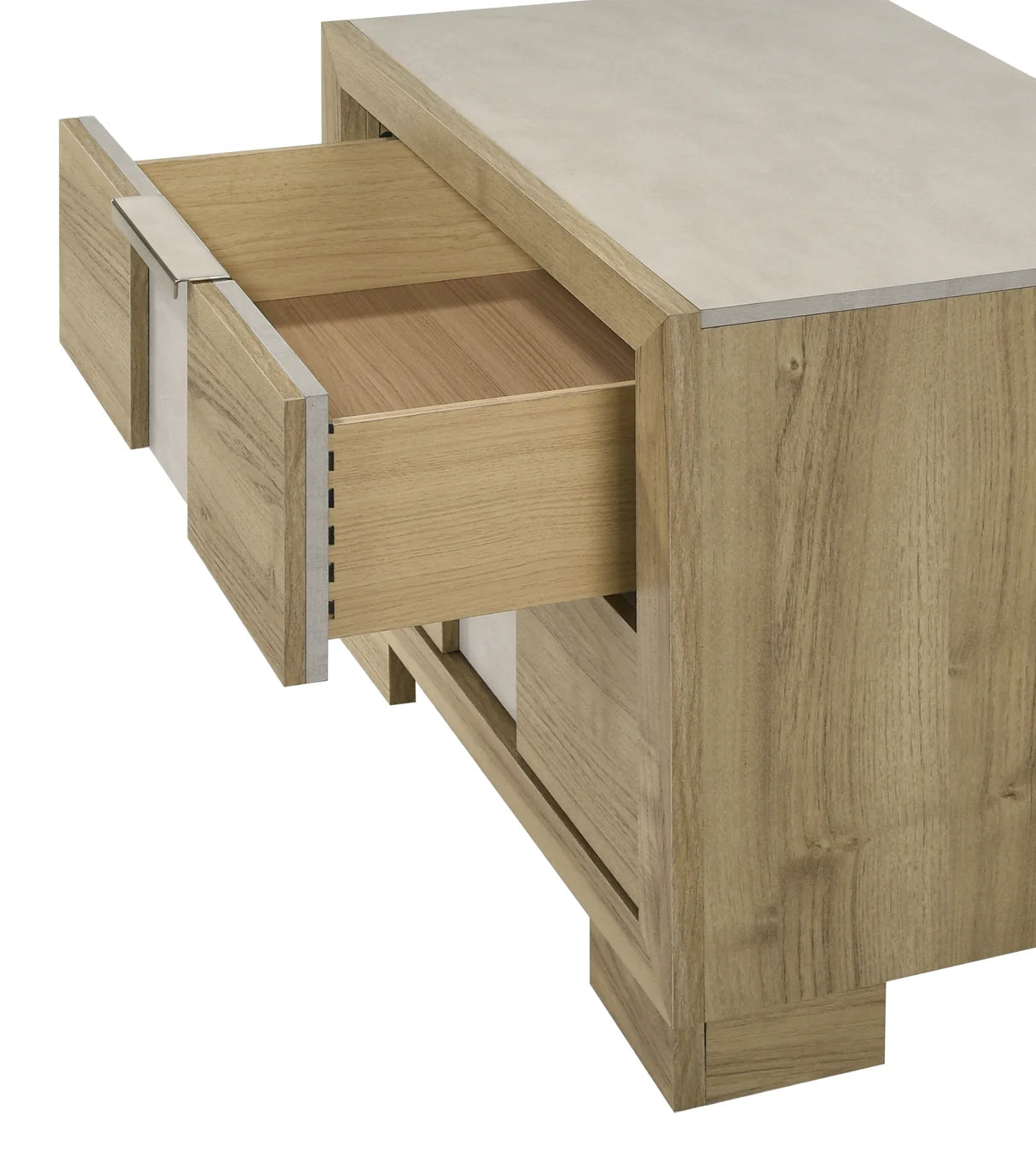 Rangley Light Oak Bedroom Set with LED Headboard