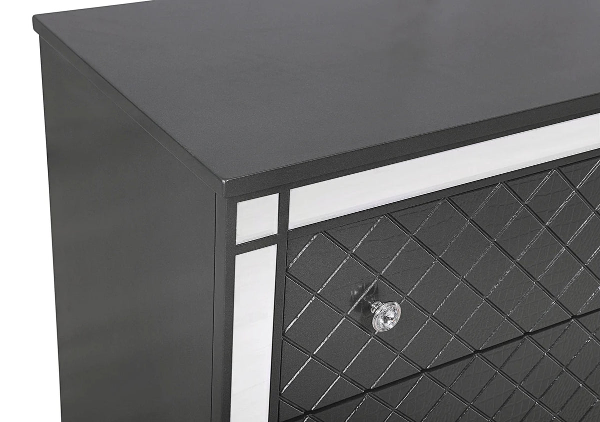 Refino Mirrored 2-Drawer Nightstand