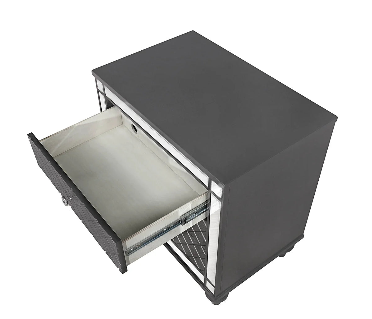 Refino Mirrored 2-Drawer Nightstand