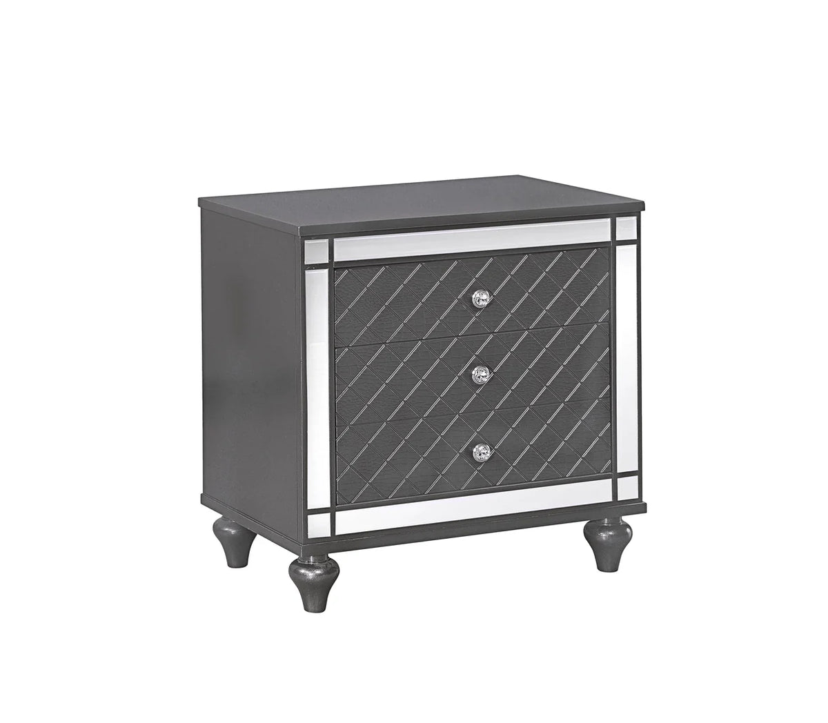 Refino Mirrored 2-Drawer Nightstand