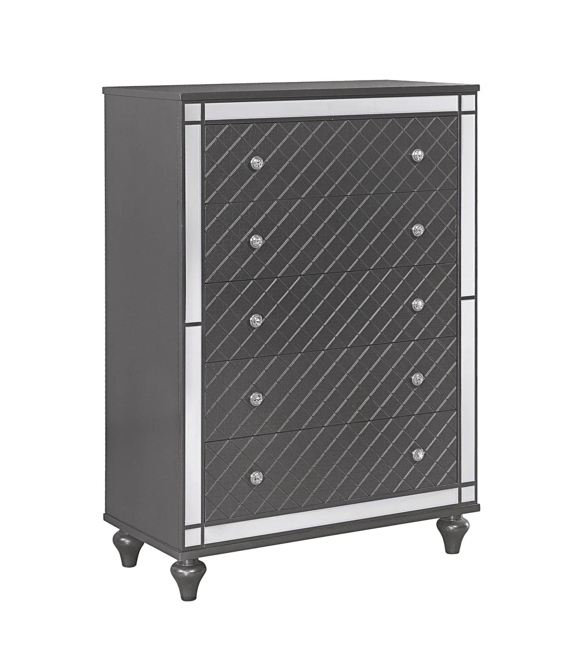 Refino Mirrored Bedroom Set with LED Tufted Headboard