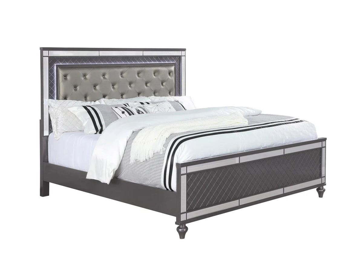 Refino Upholstered Platform Bed with LED Headboard