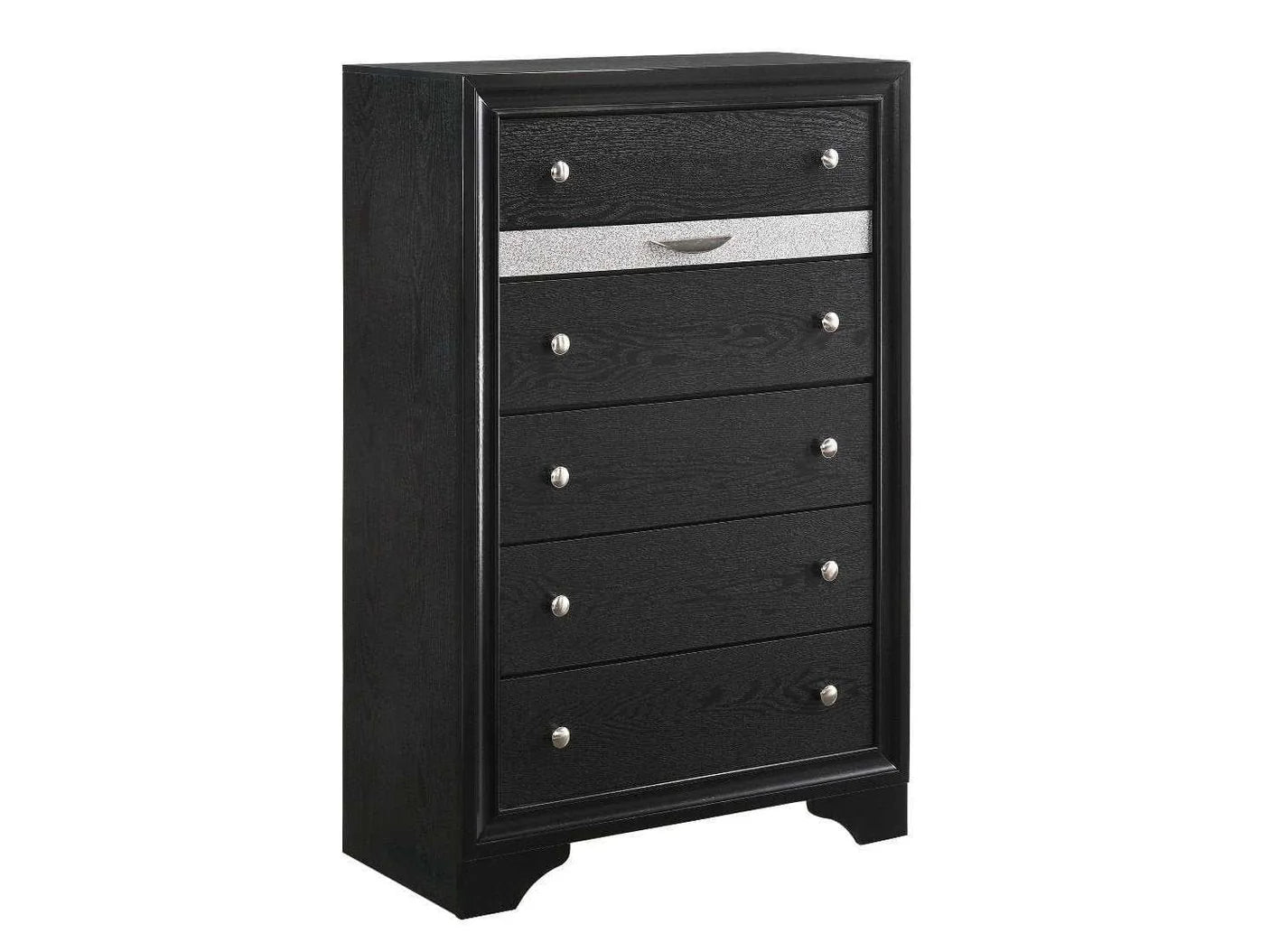 Regata Black Bedroom Set with Storage Bed & Glitter-Trim Drawers