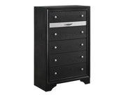 Regata Black 5-Drawer Chest with Silver Accents