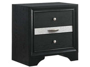Regata Black Nightstand with Silver Accent Trim