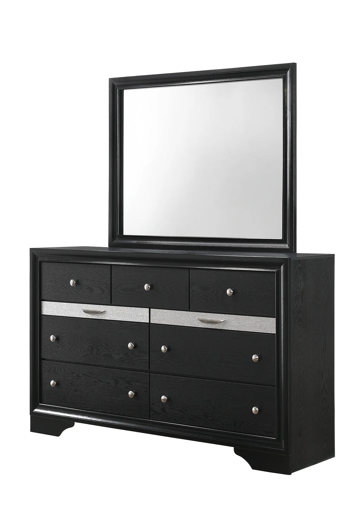 Regata Black Bedroom Set with Storage Bed & Glitter-Trim Drawers