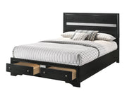 Regata Black & Silver Platform Bed with Storage Footboard