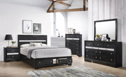 Regata Black Bedroom Set with Storage Bed & Glitter-Trim Drawers