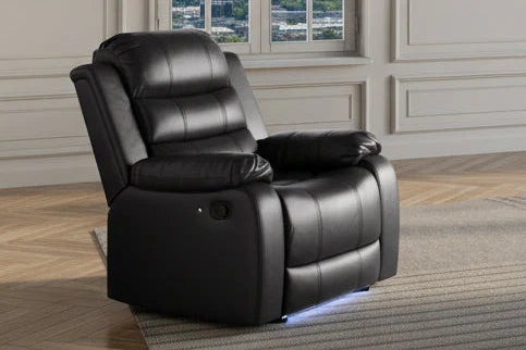 Mari Manual Reclining Sofa Set with LED Lights, Bluetooth Speakers & Storage Console