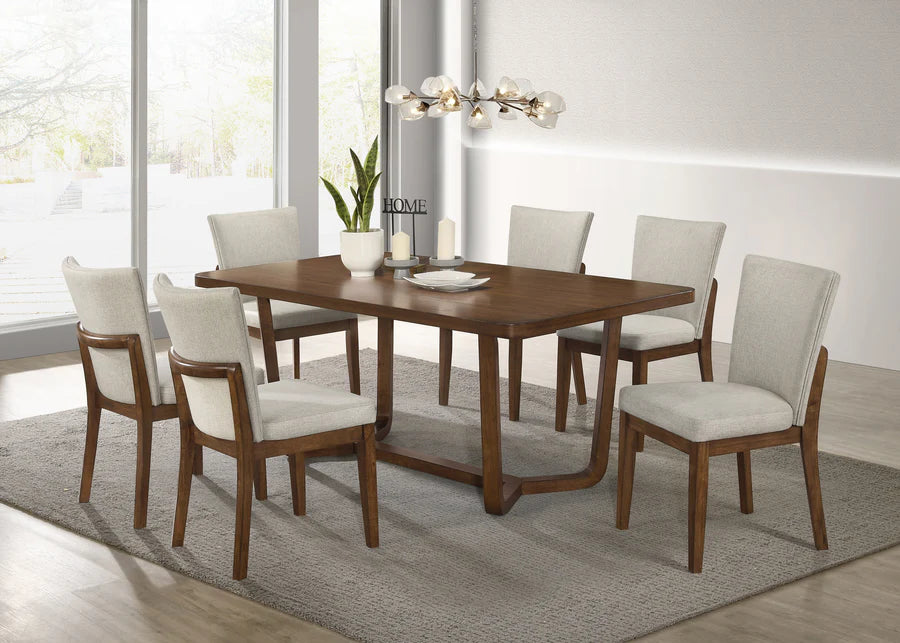 Salerno Dining Set with Upholstered Chairs & Bench | Modern Mid-Century Dining Collection