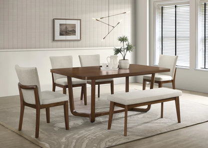 Salerno Dining Set with Upholstered Chairs & Bench | Modern Mid-Century Dining Collection