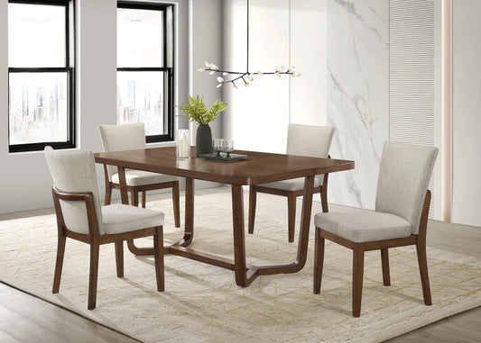 Salerno Dining Set with Upholstered Chairs & Bench | Modern Mid-Century Dining Collection