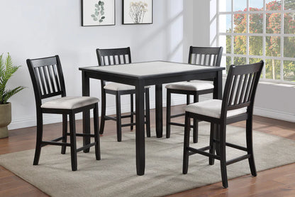 Salvador 5-Piece Counter Height Dining Set with Two-Tone Tabletop & Slat-Back Chairs | Modern Casual Dining