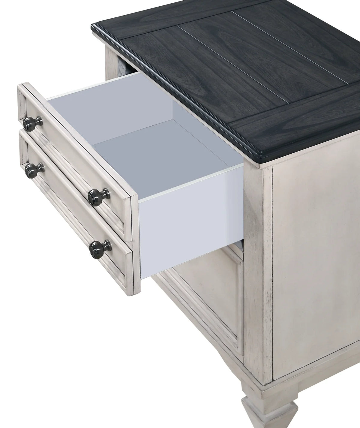 Sawyer White 2-Drawer Nightstand with Dark Wood-Tone Top