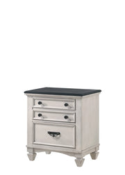 Sawyer White 2-Drawer Nightstand with Dark Wood-Tone Top