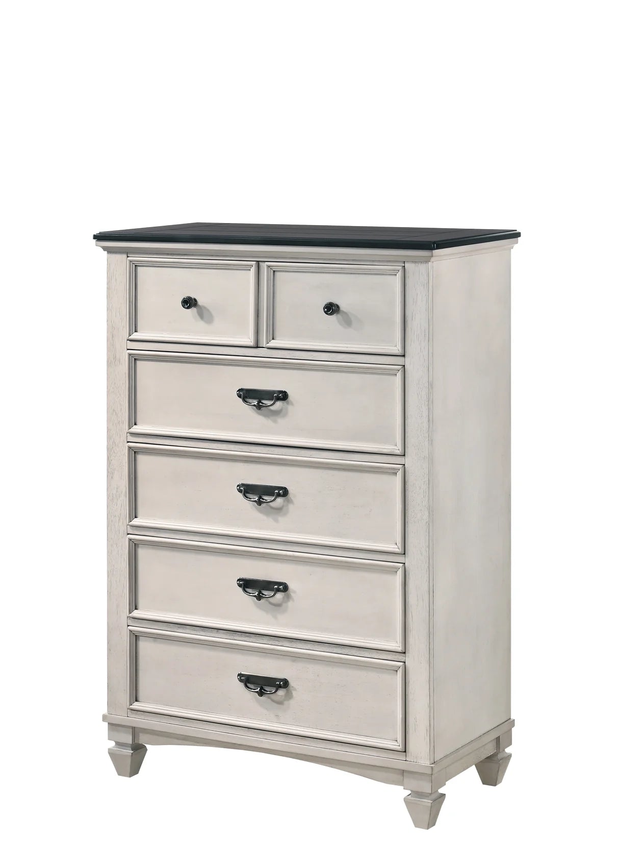 Sawyer Weathered White Bedroom Set with Two-Tone Wood Top