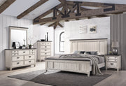 Sawyer Weathered White Bedroom Set with Two-Tone Wood Top