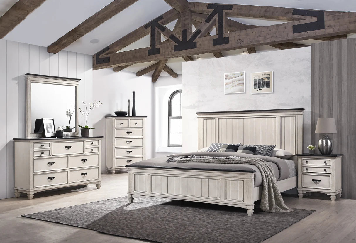 Sawyer White 2-Drawer Nightstand with Dark Wood-Tone Top