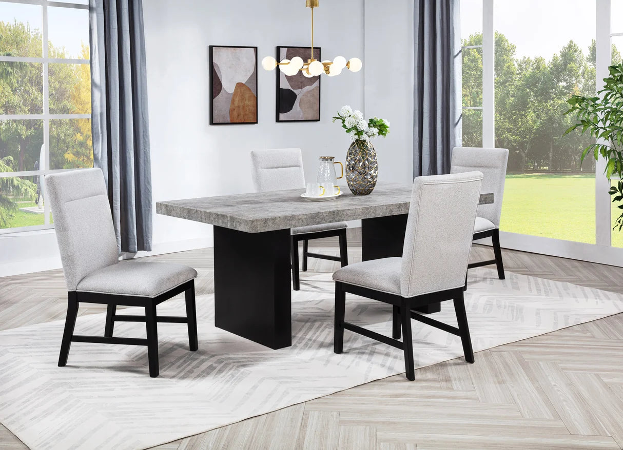 Sebastian Dining Set with Upholstered Chairs & Bench
