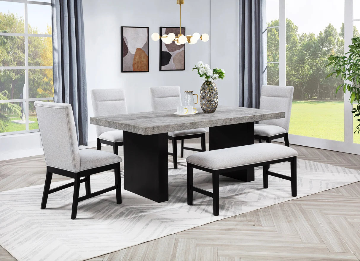 Sebastian Rectangular Dining Table with Block Pedestal Base