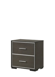 Sharpe Two-Drawer Nightstand with Metallic Trim