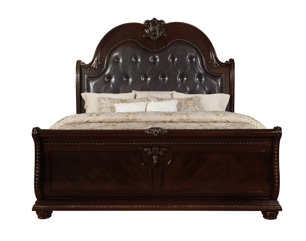 Stanley Tufted Sleigh Bed with Upholstered Headboard