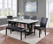 Tanner Trestle Dining Set with Nailhead Upholstered Chairs