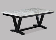Tanner Faux Marble Trestle Dining Table