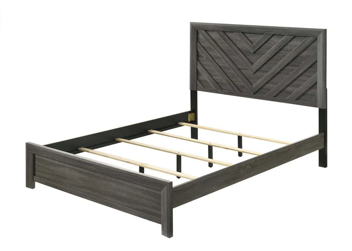 Valor Grey Chevron Panel Bed Frame